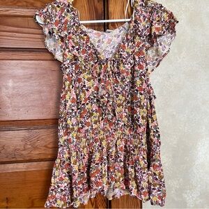 Old Navy Spring Floral Flutter Sleeve Blouse Fairy Cottagecore Size XL